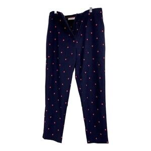 FRNCH Women's Pants Size 8 Navy With Red Polka Dots Cropped Ankle  Wool